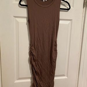 Brown Summer Bodycon Dress with Cinches Bottom